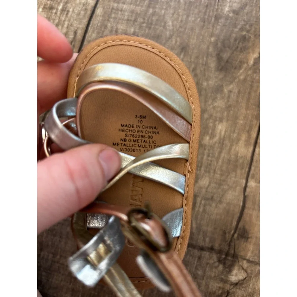 Old Navy Baby Girl Metallic Multi-Strap Gladiator Sandals Gold Silver Rose‎ Gold